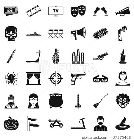 Movie icons set, simle style Movie icons set, simle style 37375468