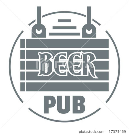 Wood board beer pub logo, simple gray style 37375469