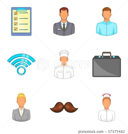 Task icons set, cartoon style 37375482