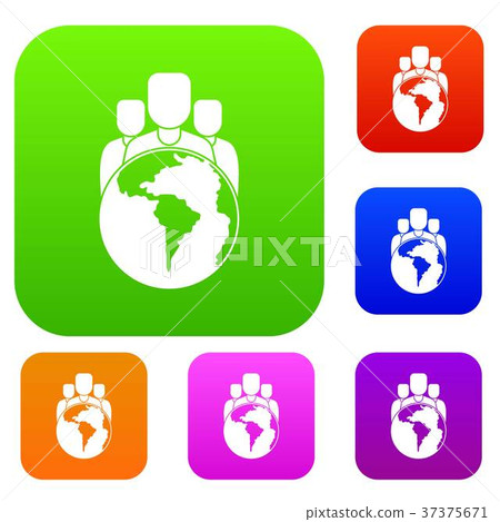 World planet and people set color collection 37375671