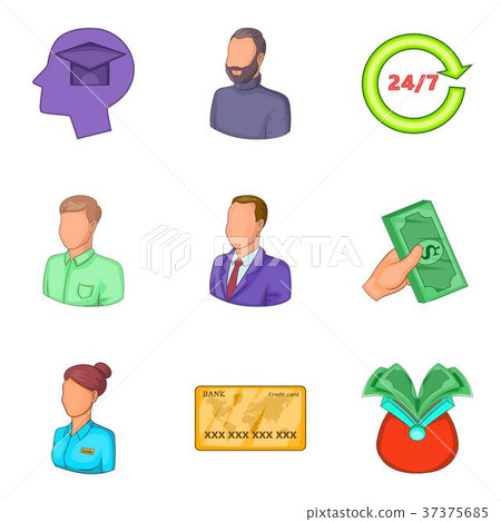 Piecework icons set, cartoon style Piecework icons set, cartoon style 37375685