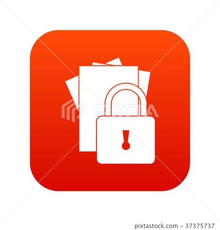 Folders with padlock icon digital red 37375737