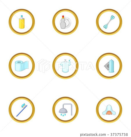 House personal hygiene icons set, cartoon style 37375738