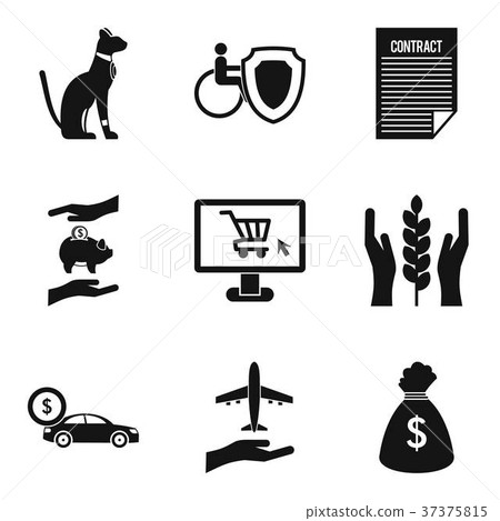 Animal protection icons set, simple style - Stock Illustration ...