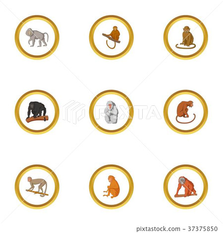 Primate icons set, cartoon style 37375850