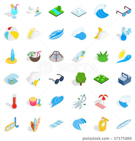 Water icons set, isometric style 37375860