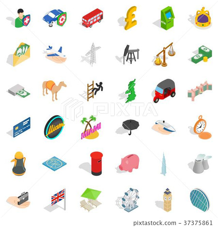 Flag icons set, isometric style 37375861