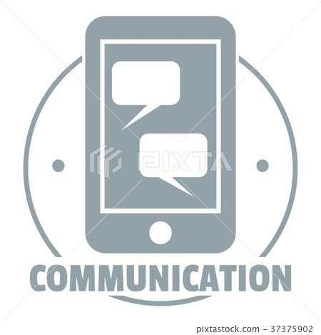 Communication phone logo, simple gray style 37375902