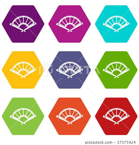 Fan icon set color hexahedron Fan icon set color hexahedron 37375924