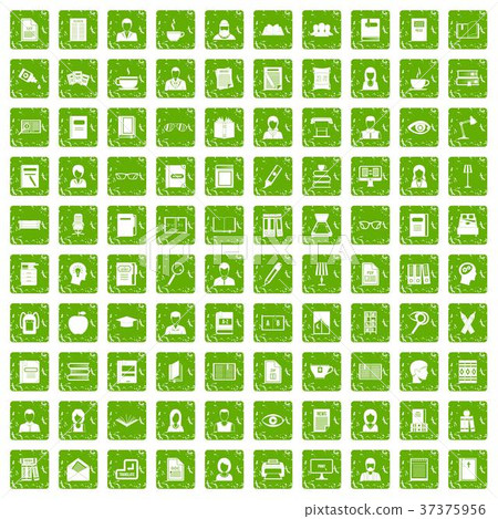 100 reader icons set grunge green 37375956