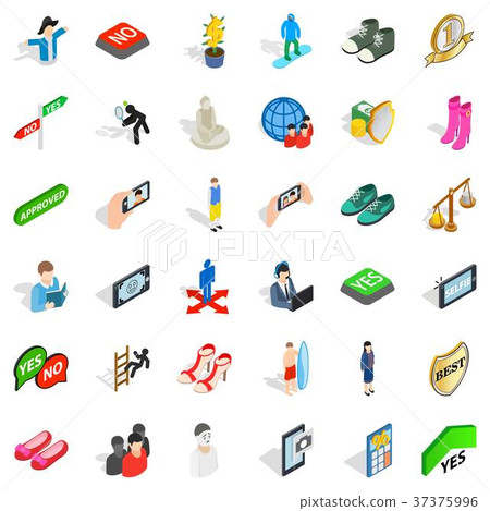 Clown icons set, isometric style 37375996