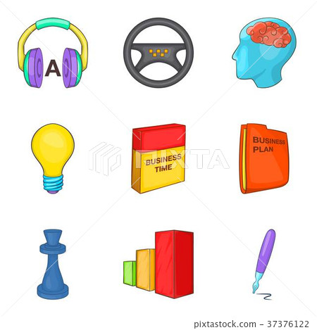 Audio training icons set, cartoon style 37376122
