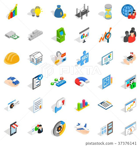 Capital icons set, isometric style - Stock Illustration [37376141] - PIXTA