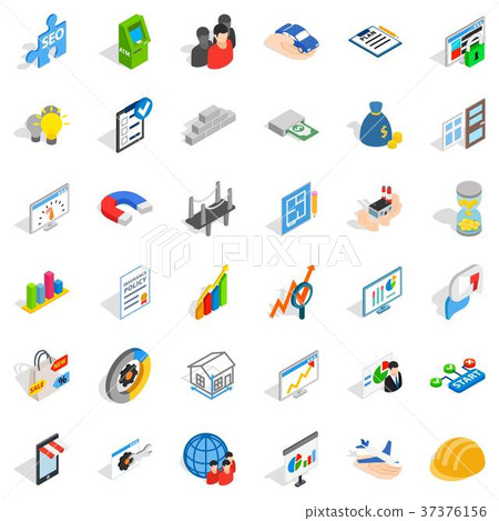 Banking icons set, isometric style Banking icons set, isometric style 37376156