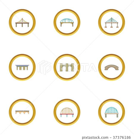 Various bridges icons set, cartoon style 37376186