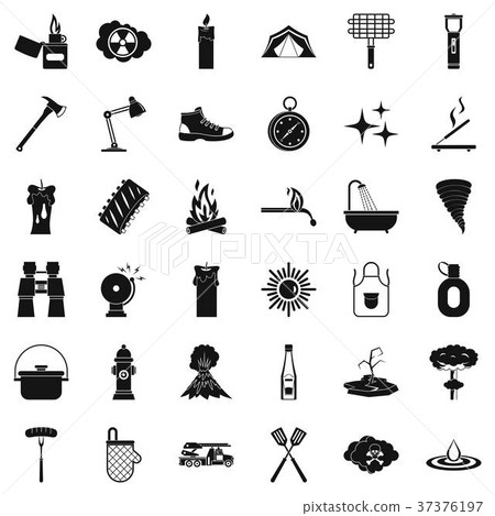 Extinguisher icons set, simle style Extinguisher icons set, simle style 37376197