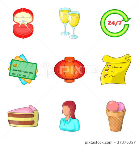Ceremony icons set, cartoon style 37376357