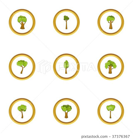 Tree plant icons set, cartoon style 37376367