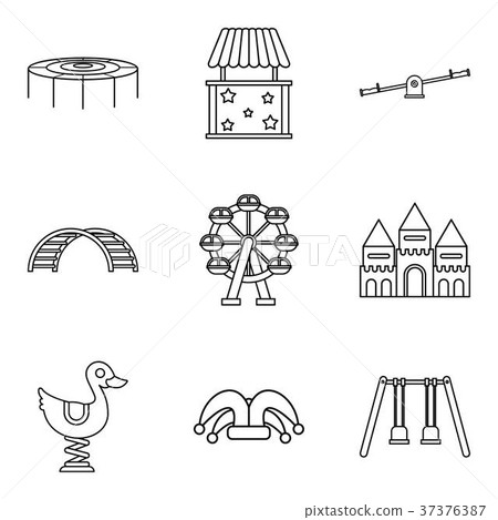 Childrens community icons set, outline style 37376387