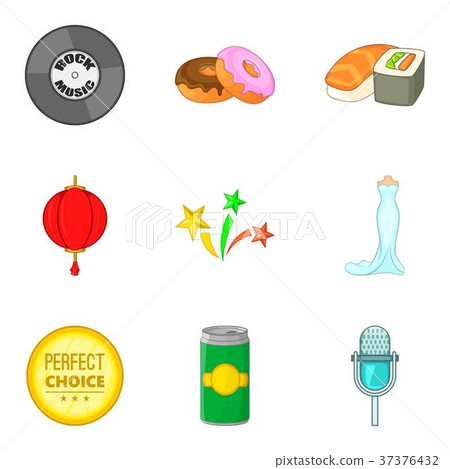 Food for party icons set, cartoon style Food for party icons set, cartoon style 37376432