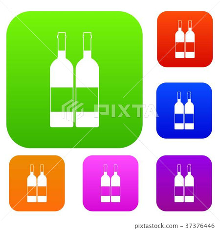 Two bottles of wine set color collection 37376446