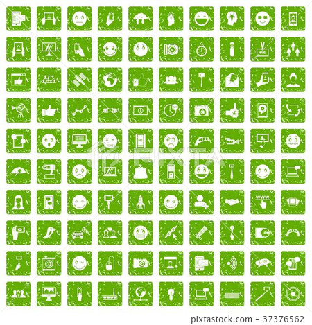 100 social media icons set grunge green 37376562