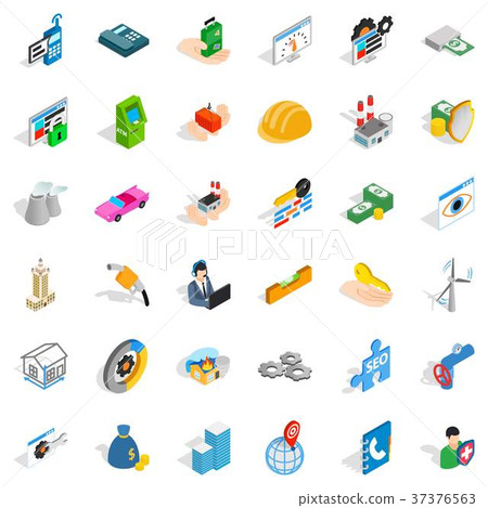 Biz icons set, isometric style 37376563