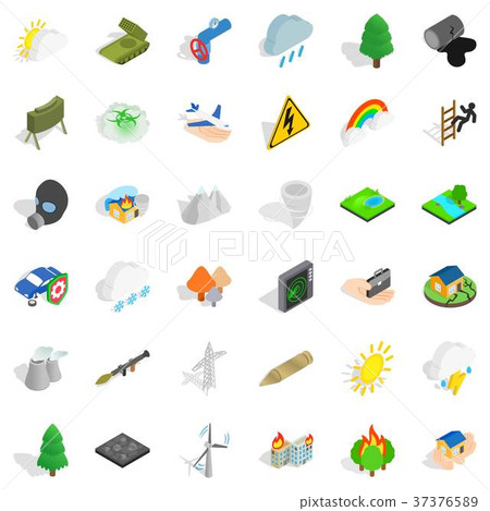 Lightning icons set, isometric style 37376589