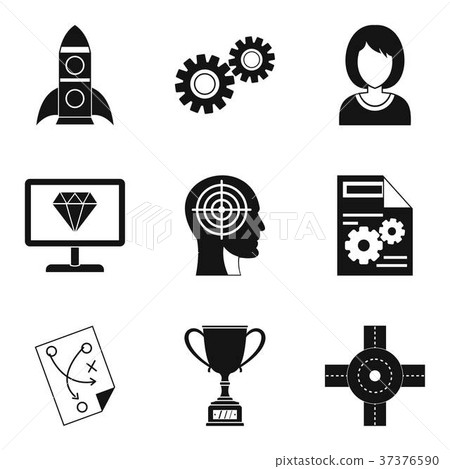 Own business icons set, simple style 37376590