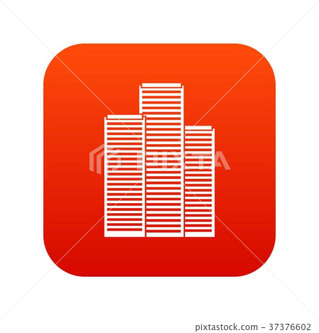Skyscrapers in Singapore icon digital red 37376602