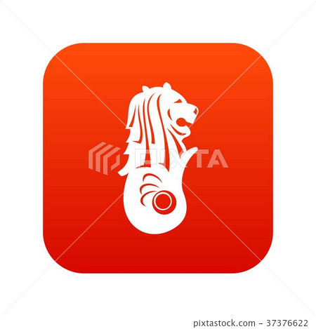 Merlion statue, Singapore icon digital red Merlion statue, Singapore icon digital red 37376622