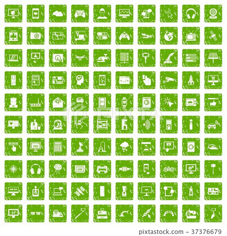 100 software icons set grunge green 100 software icons set grunge green 37376679
