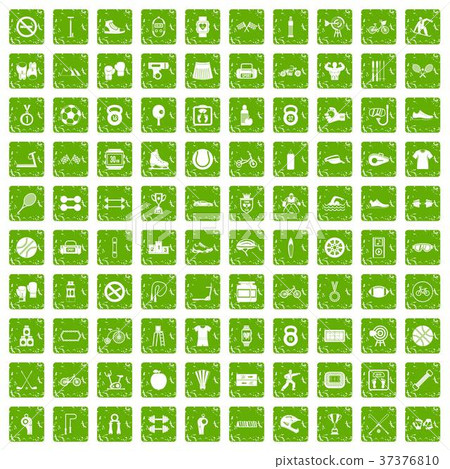 100 sport icons set grunge green 100 sport icons set grunge green 37376810