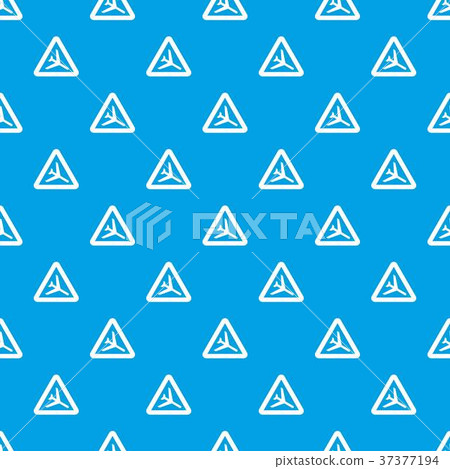 Warning sign of low flying aircraft pattern seamless blue 37377194