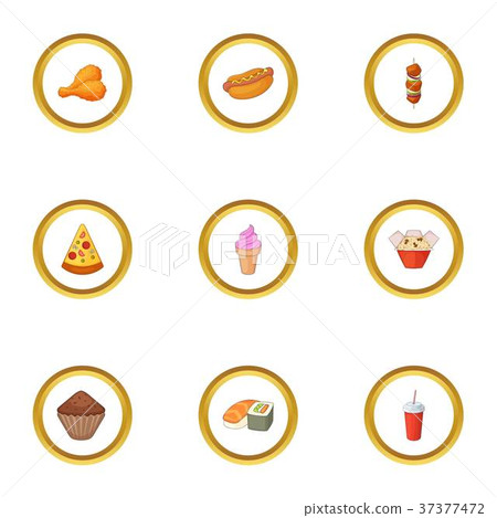 Snacks icons set, cartoon style 37377472