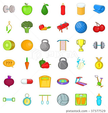 Jumping icons set, cartoon style Jumping icons set, cartoon style 37377529