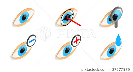 Eye diagnostic icon set, isometric style 37377579