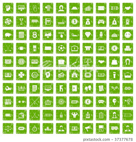 100 sweepstakes icons set grunge green 100 sweepstakes icons set grunge green 37377678
