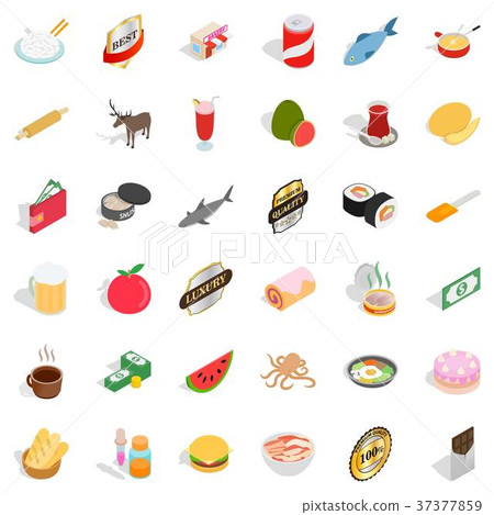 Cream icons set, isometric style 37377859