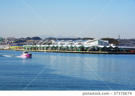 Landscape with a new fish market building in Shiogama Port 37378674