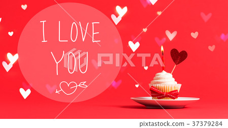 I Love You message with cupcake and heart I Love You message with cupcake and heart 37379284