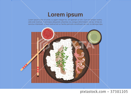 Korean Food Plate With Rice And Spicy Sauces Asian 37381105