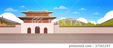 Korea Palace Over Mountains Landscape South Korean 37381247
