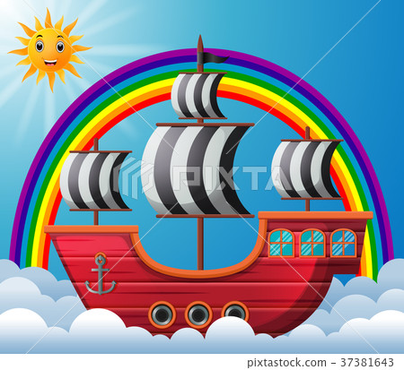 pirate ship in the sky illustration pirate ship in the sky illustration 37381643