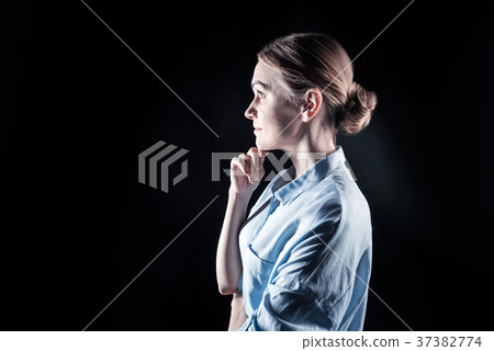 Joyful positive woman thinking Joyful positive woman thinking 37382774