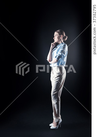 Beautiful attractive woman holding her chin 37382795