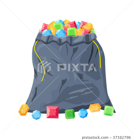 Cloth fabric money bag full of various diamonds. 37382796