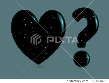 Black Heart and Question Mark with sparkles Black Heart and Question Mark with sparkles 37383826