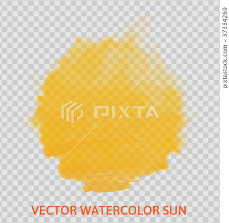 Vector watercolor sun, isolated on transparent 37384269