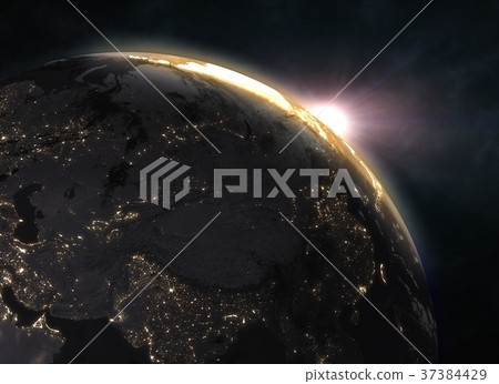 Sunset over planet Earth, Europe 37384429